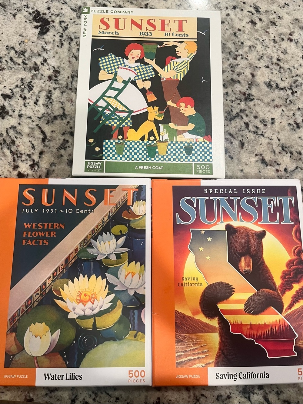 Sunset Vintage Cover Jigsaw Puzzles - lot of 3-